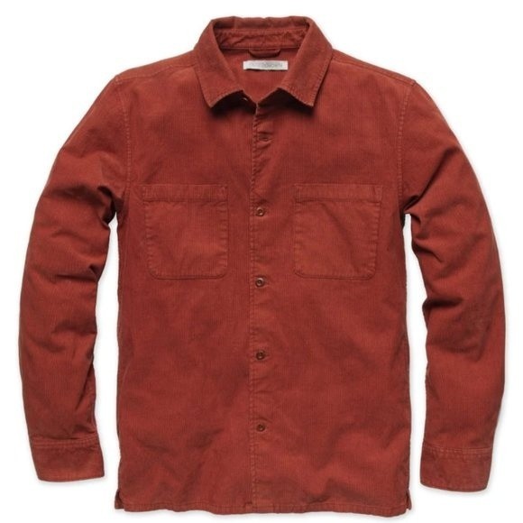 OUTERKNOWN $128 Townes Corduroy Button Shirt Henna Red Long Sleeve Size XL - Picture 1 of 13